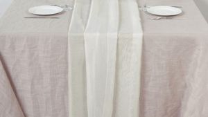 Table Runner Chiffon Ivory rental Fresno-Armona, CA
