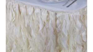 Linen Skirting Organza Curly Willow Ivory 17 ft rental Fresno-Armona, CA