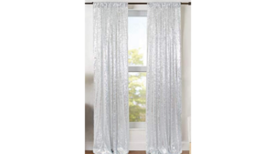 Silver Sequin Drapes 4 ft x 10 ft pair rental Fresno-Armona, CA