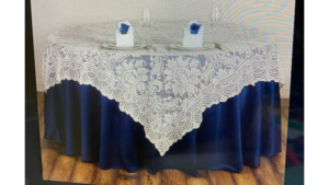 72 x 72 Overlay Lace Ivory rental Fresno-Armona, CA
