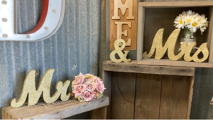 Signage Gold Glitter Mr. & Mrs. rental Fresno-Armona, CA