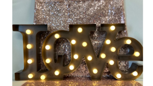 Signage Electric LOVE rental Fresno-Armona, CA