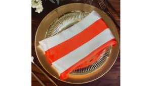 Napkin 20 x 20 Red & White Satin Stripe rental Fresno-Armona, CA