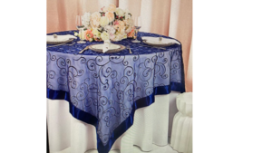 Overlay 90 x 90 Navy Blue Organza rental Fresno-Armona, CA