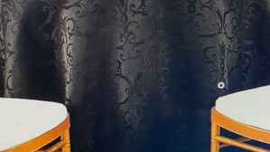 120 Round Black Floral Damask Jacquard rental Fresno-Armona, CA