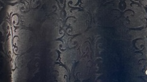 90 x 132 Black Floral Jacquard Table Drape rental Fresno-Armona, CA