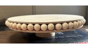 Cake Stand 12 inch x 3.5 Tall Wood Beaded rental Fresno-Armona, CA