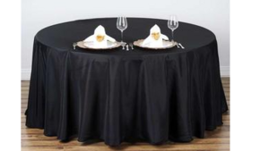 132 Round Black Polyester rental Fresno-Armona, CA