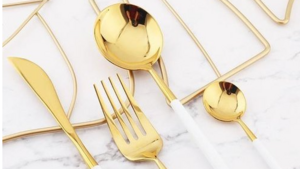White & Gold Dinner Fork rental Greater Northern Michigan