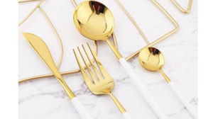 White & Gold Dinner Knife rental Greater Northern Michigan