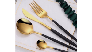 Black & Gold Dinner Spoon rental Greater Northern Michigan
