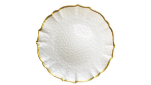 Scalloped Gold Rim Charger rental Greater Northern Michigan