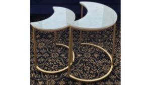 Marble & Gold Crescent Side Table Set rental Greater Northern Michigan