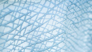 Bamboo Blue Linen 132" Round rental Greater Northern Michigan