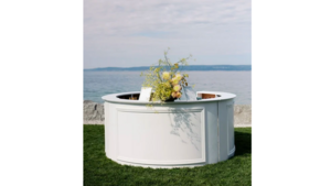 Small White Circle Bar 9ft  rental Greater Northern Michigan