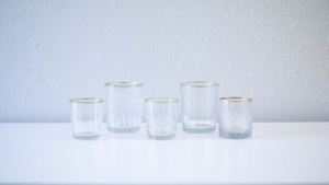 Gold Rim Etched Glass Votive Holder  rental Greater Northern Michigan