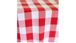 Buffalo Check Red Linen 90"x90" Square rental Greater Northern Michigan