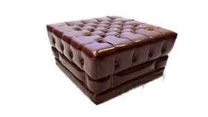 Brown Leather Lounge - Square Ottoman w/ Brass ... rental San Antonio, TX
