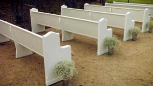 10ft White Wood Pews rental San Antonio, TX