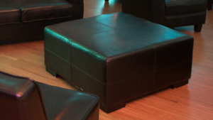 Black Gloss Leather Lounge - 4ft Square Ottoman rental San Antonio, TX