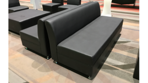 Black Matte Leather Lounge - Armless Sofa rental San Antonio, TX