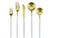 White Handle Golden Flatware - Knife  rental in Fort Collins-Loveland, CO