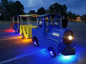 Multi Colored Trackless Train rental Austin, TX