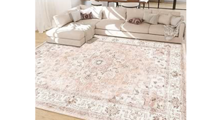 Antique Pink and White Area Rug rental Lafayette, LA