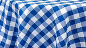90x156" Royal Blue Picnic Check Linen rental Fort Collins-Loveland, CO