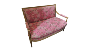 Rosette Louis Settee Sofa — Pink Floral Brocade... rental Fort Collins-Loveland, CO