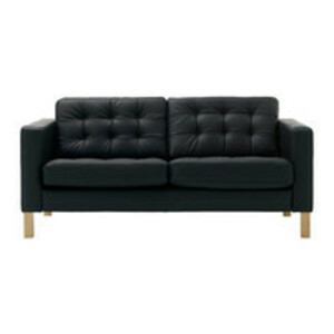 Black Tufted-Leather Loveseat rental Austin, TX