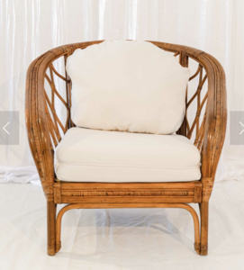 White Rattan Cushioned Chair rental Austin, TX