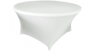 60" Round Spandex Cover - White rental San Antonio, TX