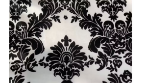 Damask Print Charmeuse - White/Black - 90x156 rental San Antonio, TX