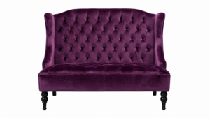 Jewel Amethyst Velvet Settee rental Austin, TX