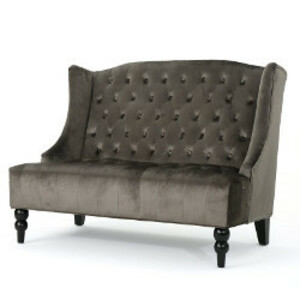 Charcoal Velvet Settee rental Austin, TX
