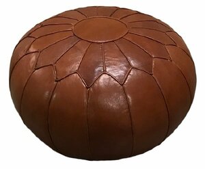 Round Leather Pouf rental Austin, TX