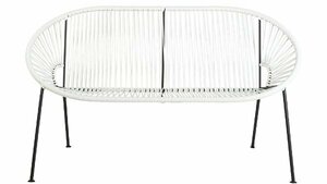 White PVC Cord Loveseat rental Austin, TX