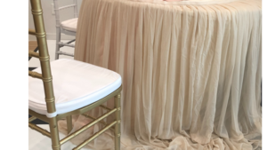 Voile - Champagne - 108" x 52"- (Table Skirt) rental San Antonio, TX