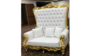 Royalty Loveseat - White Leather w/ Gold Trim rental in San Antonio, TX