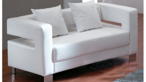 White Leather Loveseat - Low Back Cutout rental San Antonio, TX