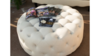Vintage - Natural Linen Ottoman - Round Large rental in San Antonio, TX
