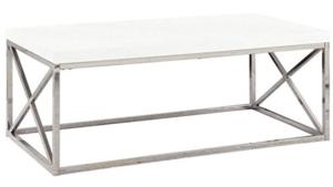 Modern Coffee Table - White Gloss w/ Chrome rental San Antonio, TX