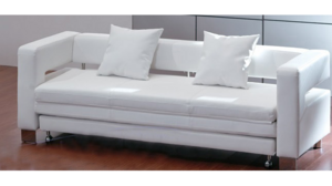 White Leather Sofa - Low Back Cutout rental San Antonio, TX