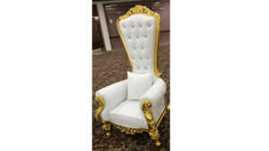 Royalty Chair - White Leather w/ Gold Trim rental San Antonio, TX