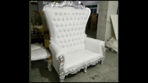 Royalty Loveseat - White Leather w/ Silver Trim rental San Antonio, TX