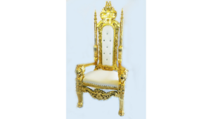 Throne Chair - Gold w/ White Leather - Lion Head rental San Antonio, TX