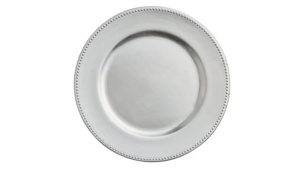 Silver Beaded Acrylic Charger 13" rental Austin, TX