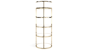 Grand Round Polished Gold Bar Back - White Shelves rental New York, NY
