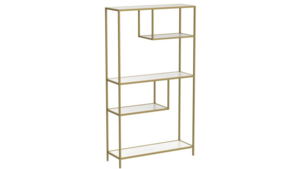 Metal Display Four Tier - Gold With White Shelves rental in New York, NY
